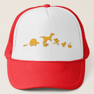 Grappige dinosaurus en kip evolutie trucker pet