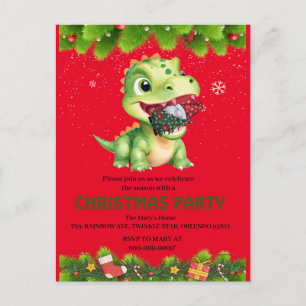 Grappige dinosaurus eten Gnome kerstboom feest cad Briefkaart