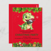 Grappige dinosaurus eten Gnome kerstboom feest cad Briefkaart (Voorkant / Achterkant)