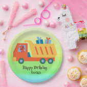 Grappige dinosaurus geschenken vrachtwagen Verjaar Papieren Bordje (Feest)