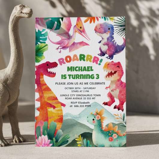 Grappige Dinosaurus Graaf Fossil Dino Kids Verjaar Kaart