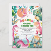 Grappige dinosaurus graaft fossiel Kinder 3e verja Kaart (Voorkant)