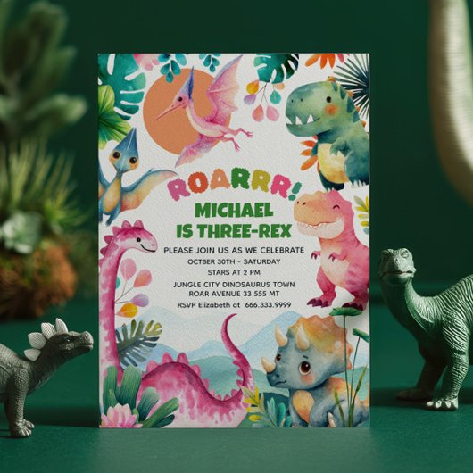 Grappige dinosaurus graaft fossiel Kinder 3e verja Kaart