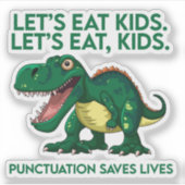 Grappige dinosaurus grammatica les sticker (Voorkant)