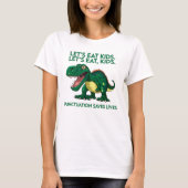 Grappige dinosaurus grammatica les t-shirt (Voorkant)