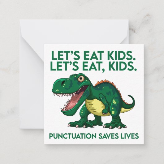 Grappige Dinosaurus Grammaticales Notitiekaartje (Voorkant)