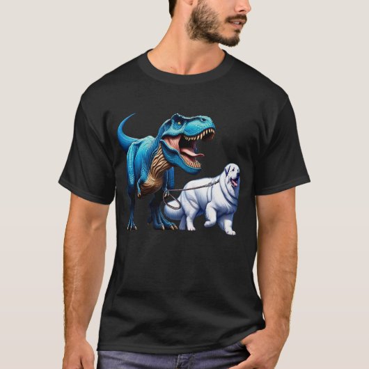 Grappige dinosaurus Grote Pyreneeën Wandelen Honde T-shirt (Voorkant)