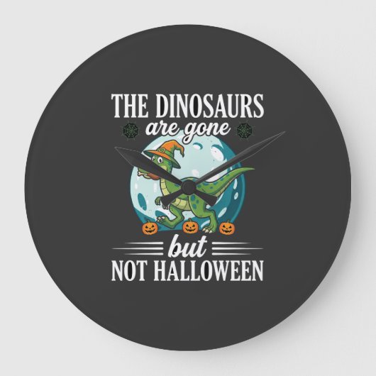 Grappige Dinosaurus Halloween Heks Grafisch Grote Klok (Voorkant)
