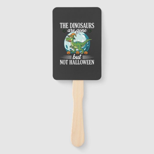 Grappige Dinosaurus Halloween Heks Grafisch Handwaaier (Voorkant)