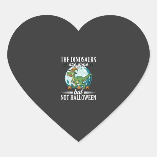 Grappige Dinosaurus Halloween Heks Grafisch Hart Sticker (Voorkant)