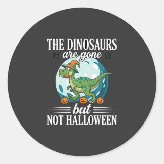 Grappige Dinosaurus Halloween Heks Grafisch Ronde Sticker
