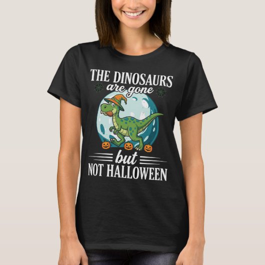Grappige Dinosaurus Halloween Heks Grafisch T-shirt (Voorkant)