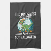 Grappige Dinosaurus Halloween Heks Grafisch Theedoek (Verticaal)