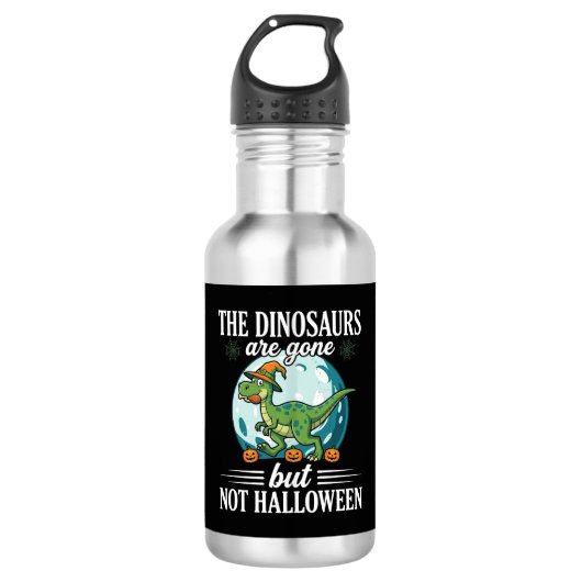 Grappige Dinosaurus Halloween Heks Grafisch Waterfles (Voorkant)