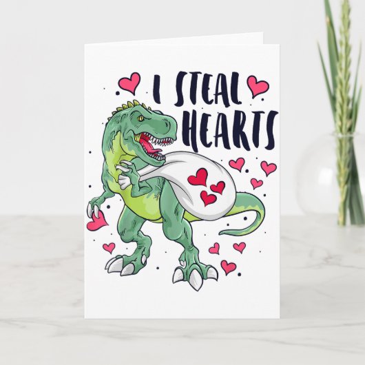 Grappige Dinosaurus Harten Valentijnsdag T-rex Kaart (Voorkant)