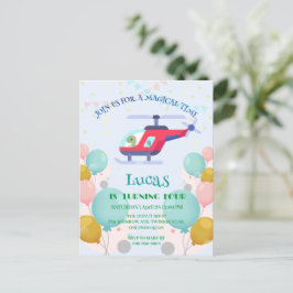 Grappige dinosaurus Helikopter Verjaardagsfeestje Briefkaart