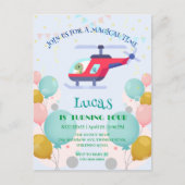 Grappige dinosaurus Helikopter Verjaardagsfeestje Briefkaart (Voorkant)