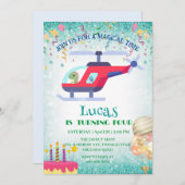 Grappige dinosaurus Helikopter Verjaardagsfeestje  Feestdagenkaart (Voorkant / Achterkant)