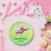 Grappige dinosaurus Helikopter Verjaardagsfeestje  Papieren Bordje (Feest)
