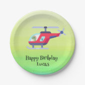 Grappige dinosaurus Helikopter Verjaardagsfeestje  Papieren Bordje (Voorkant)
