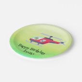 Grappige dinosaurus Helikopter Verjaardagsfeestje  Papieren Bordje (Gekanteld)