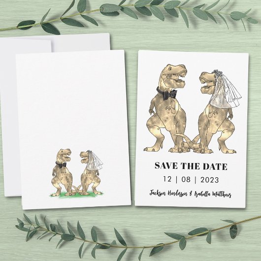 Grappige Dinosaurus Huwelijk Save The Date