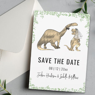 Grappige dinosaurus-huwelijksdatum groen Bewaar de Save The Date