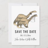 Grappige dinosaurus-huwelijksfoto save the date (Voorkant)