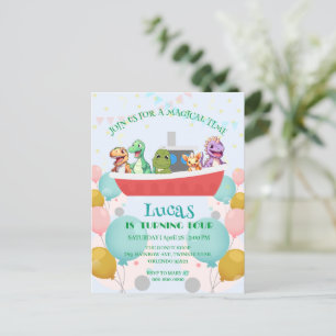 Grappige dinosaurus Jacht Verjaardagsfeestje DIY N Briefkaart