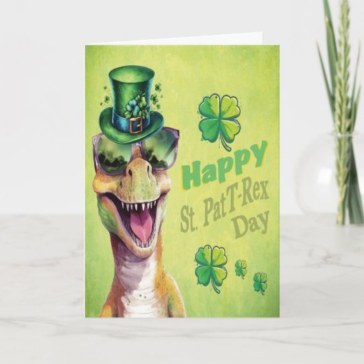 Grappige dinosaurus kabouter Ierse St Patricks Dag Aankondiging (Voorkant)