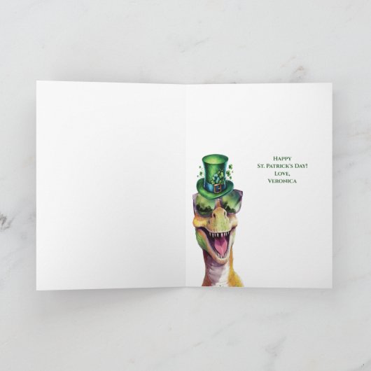 Grappige dinosaurus kabouter Ierse St Patricks Dag Aankondiging (Binnen)