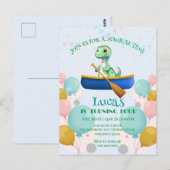 Grappige dinosaurus Kajak Verjaardagsfeestje DIY N Briefkaart (Voorkant / Achterkant)