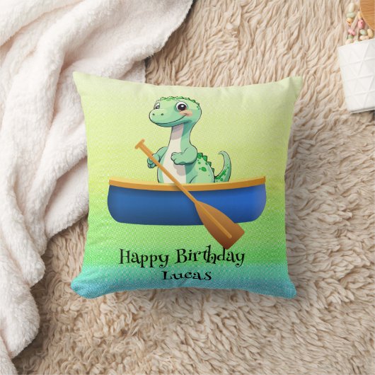 Grappige dinosaurus Kajak zeilen Verjaardagsfeest Kussen (Deken)