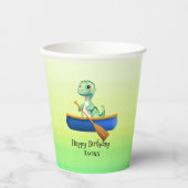 Grappige dinosaurus Kajak zeilen Verjaardagsfeest Papieren Bekers (Voorkant)