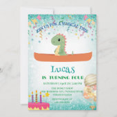 Grappige dinosaurus Kayak Kinderen Verjaardagsfees Kaart (Voorkant)