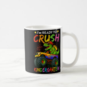 Grappige dinosaurus klaar om kleuterschool jongen koffiemok