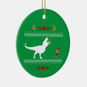 Grappige dinosaurus lelijke trui Elf T-rex Keramisch Ornament (Rechts)