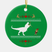 Grappige dinosaurus lelijke trui Elf T-rex Keramisch Ornament (Voorkant)
