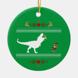 Grappige dinosaurus lelijke trui Elf T-rex Keramisch Ornament