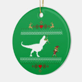 Grappige dinosaurus lelijke trui Elf T-rex Keramisch Ornament (Links)