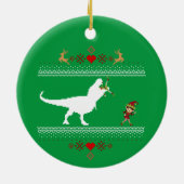 Grappige dinosaurus lelijke trui Elf T-rex Keramisch Ornament (Achterkant)