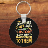 Grappige dinosaurus maatschappijleer leraar leerli sleutelhanger (Voorkant)