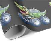 Grappige dinosaurus monster truck cadeaupapier (Rol Hoek)