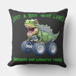 Grappige dinosaurus monster truck kussen