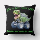 Grappige dinosaurus monster truck kussen (Voorkant)