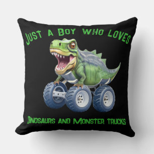 Grappige dinosaurus monster truck kussen