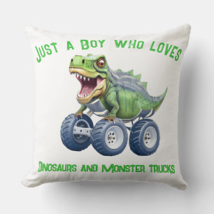Grappige dinosaurus monster truck kussen