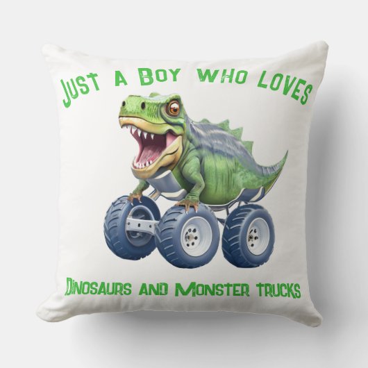 Grappige dinosaurus monster truck kussen (Voorkant)