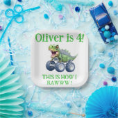 Grappige dinosaurus monster truck papieren bordje (Feest)