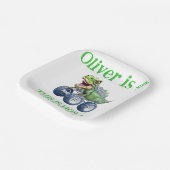 Grappige dinosaurus monster truck papieren bordje (Gebogen)